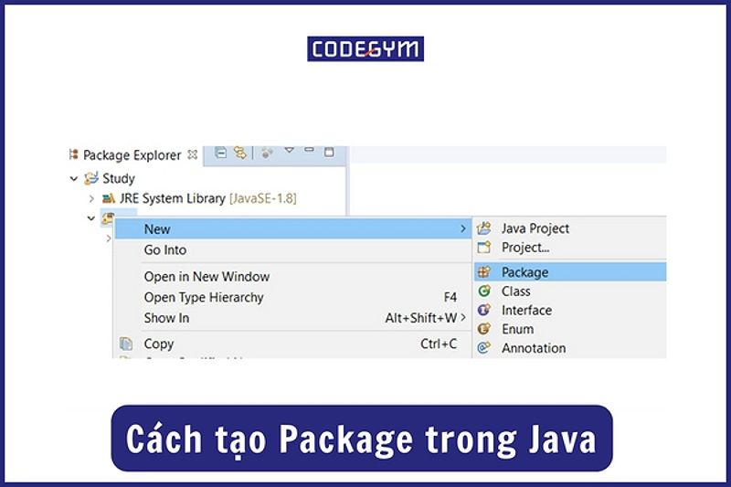 Cách tạo package trong Java - Bước 1