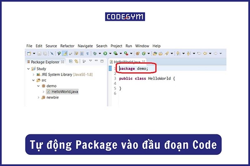 Tự động package vào đầu đoạn code